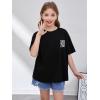 imageGirls Floral Graphic Print Cute T Shirts Crew Neck Short Sleeve Clothes Loose Summer Cute Tops for GirlsBlack