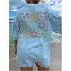 imageGirls Floral Graphic Print Cute T Shirts Crew Neck Short Sleeve Clothes Loose Summer Cute Tops for GirlsLight Blue