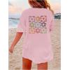 imageGirls Floral Graphic Print Cute T Shirts Crew Neck Short Sleeve Clothes Loose Summer Cute Tops for GirlsPink