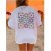 imageGirls Floral Graphic Print Cute T Shirts Crew Neck Short Sleeve Clothes Loose Summer Cute Tops for GirlsWhite