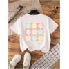 imageGirls Floral Graphic Print Cute T Shirts Crew Neck Short Sleeve Clothes Loose Summer Cute Tops for GirlsWhite Floral