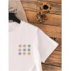imageGirls Floral Graphic Print Cute T Shirts Crew Neck Short Sleeve Clothes Loose Summer Cute Tops for GirlsWhite Patterned