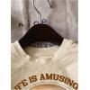 imageGirls Graphic Print Tee Shirt Round Neck Short Sleeve T Shirts Summer Cute Trendy TopsBeige