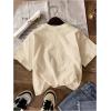 imageGirls Graphic Print Tee Shirt Round Neck Short Sleeve T Shirts Summer Cute Trendy TopsBeige