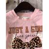 imageGirls Graphic Print Tee Shirt Round Neck Short Sleeve T Shirts Summer Cute Trendy TopsBow Pink