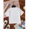 imageGirls Graphic Print Tee Shirt Round Neck Short Sleeve T Shirts Summer Cute Trendy TopsBowknot White
