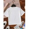 imageGirls Graphic Print Tee Shirt Round Neck Short Sleeve T Shirts Summer Cute Trendy TopsButterfly Floral White