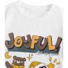 imageGirls Graphic Print Tee Shirt Round Neck Short Sleeve T Shirts Summer Cute Trendy TopsCartoon White