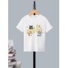 imageGirls Graphic Print Tee Shirt Round Neck Short Sleeve T Shirts Summer Cute Trendy TopsCat White