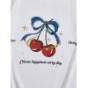 imageGirls Graphic Print Tee Shirt Round Neck Short Sleeve T Shirts Summer Cute Trendy TopsCherry White