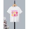 imageGirls Graphic Print Tee Shirt Round Neck Short Sleeve T Shirts Summer Cute Trendy TopsFloral Print White