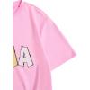 imageGirls Graphic Print Tee Shirt Round Neck Short Sleeve T Shirts Summer Cute Trendy TopsLetter Pink