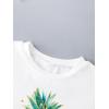 imageGirls Graphic Print Tee Shirt Round Neck Short Sleeve T Shirts Summer Cute Trendy TopsPineapple White