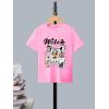 imageGirls Graphic Print Tee Shirt Round Neck Short Sleeve T Shirts Summer Cute Trendy TopsPink Graphic
