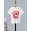 imageGirls Graphic Print Tee Shirt Round Neck Short Sleeve T Shirts Summer Cute Trendy TopsRed Bow White