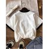 imageGirls Graphic Print Tee Shirt Round Neck Short Sleeve T Shirts Summer Cute Trendy TopsStar White