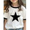 imageGirls Graphic Print Tee Shirt Round Neck Short Sleeve T Shirts Summer Cute Trendy TopsStar White