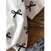 imageGirls Graphic Print Tee Shirt Round Neck Short Sleeve T Shirts Summer Cute Trendy TopsWhite Black Bow