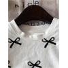 imageGirls Graphic Print Tee Shirt Round Neck Short Sleeve T Shirts Summer Cute Trendy TopsWhite Black Bow