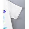 imageGirls Graphic Print Tee Shirt Round Neck Short Sleeve T Shirts Summer Cute Trendy TopsWhite Blue Green