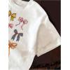 imageGirls Graphic Print Tee Shirt Round Neck Short Sleeve T Shirts Summer Cute Trendy TopsWhite Bow