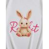 imageGirls Graphic Print Tee Shirt Round Neck Short Sleeve T Shirts Summer Cute Trendy TopsWhite Bunny