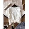 imageGirls Graphic Print Tee Shirt Round Neck Short Sleeve T Shirts Summer Cute Trendy TopsWhite Letter