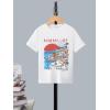 imageGirls Graphic Print Tee Shirt Round Neck Short Sleeve T Shirts Summer Cute Trendy TopsWhite Printed