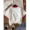 imageGirls Graphic Print Tee Shirt Round Neck Short Sleeve T Shirts Summer Cute Trendy TopsWhite Red