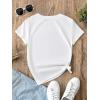 imageGirls Graphic Print Tee Shirt Round Neck Short Sleeve T Shirts Summer Cute Trendy TopsWhite With Bow