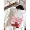 imageGirls Graphic Print Tee Shirt Round Neck Short Sleeve T Shirts Summer Cute Trendy TopsWhite With Bow