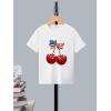 imageGirls Graphic Print Tee Shirt Round Neck Short Sleeve T Shirts Summer Cute Trendy TopsWhite With Cherry