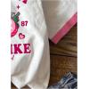 imageGirls Graphic Print Tee Shirt Round Neck Short Sleeve T Shirts Summer Cute Trendy TopsWhite With Pink