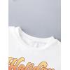imageGirls Graphic Print Tee Shirt Round Neck Short Sleeve T Shirts Summer Cute Trendy TopsWhite and Orange