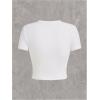 imageGirls Graphic Tee Crew Neck Letter Bow Print Crop Tops Casual Cute Short Sleeve T ShirtMix White