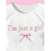 imageGirls Graphic Tee Crew Neck Letter Bow Print Crop Tops Casual Cute Short Sleeve T ShirtWhite