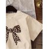 imageGirls Graphic Tee Shirt Short Sleeve Round Neck Preppy Casual Trendy Cute Summer TopsBeige