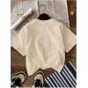 imageGirls Graphic Tee Shirt Short Sleeve Round Neck Preppy Casual Trendy Cute Summer TopsBeige