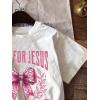 imageGirls Graphic Tee Shirt Short Sleeve Round Neck Preppy Casual Trendy Cute Summer TopsBow Cheetah White