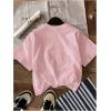 imageGirls Graphic Tee Shirt Short Sleeve Round Neck Preppy Casual Trendy Cute Summer TopsBow Pink