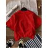 imageGirls Graphic Tee Shirt Short Sleeve Round Neck Preppy Casual Trendy Cute Summer TopsBow Red