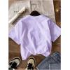 imageGirls Graphic Tee Shirt Short Sleeve Round Neck Preppy Casual Trendy Cute Summer TopsCartoon Purple