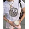 imageGirls Graphic Tee Shirt Short Sleeve Round Neck Preppy Casual Trendy Cute Summer TopsLeopard White