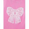imageGirls Graphic Tee Shirt Short Sleeve Round Neck Preppy Casual Trendy Cute Summer TopsPink Bow