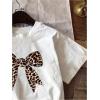 imageGirls Graphic Tee Shirt Short Sleeve Round Neck Preppy Casual Trendy Cute Summer TopsWhite Leopard