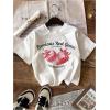 imageGirls Graphic Tee Shirt Short Sleeve Round Neck Preppy Casual Trendy Cute Summer TopsWhite With Red