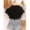 imageGirls Graphic Tees Cherry Letter Print Short Sleeve T Shirts Crewneck Summer TopsBlack