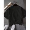 imageGirls Graphic Tees Short Sleeve Bow Print Tee Tops Crew Neck Drop Shoulder Casual Summer T ShirtsBlack