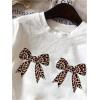 imageGirls Graphic Tees Short Sleeve Bow Print Tee Tops Crew Neck Drop Shoulder Casual Summer T ShirtsBow White