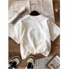 imageGirls Graphic Tees Short Sleeve Bow Print Tee Tops Crew Neck Drop Shoulder Casual Summer T ShirtsBow White